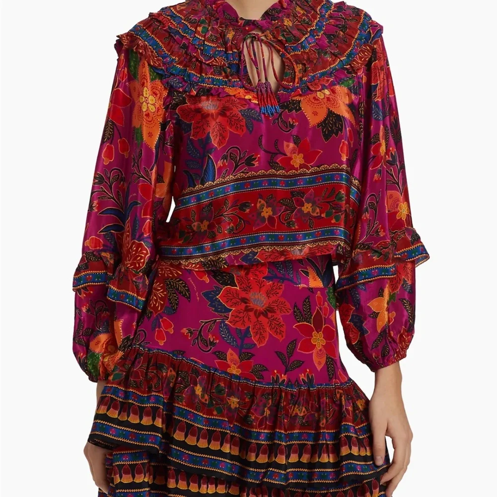 Farm Rio
Tropical Tapestry Ruffled Blouse - Picture 4 of 6